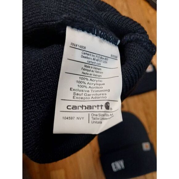 Carhartt mens navy dark blue black beanie hats lot if 3 - Picture 2 of 2